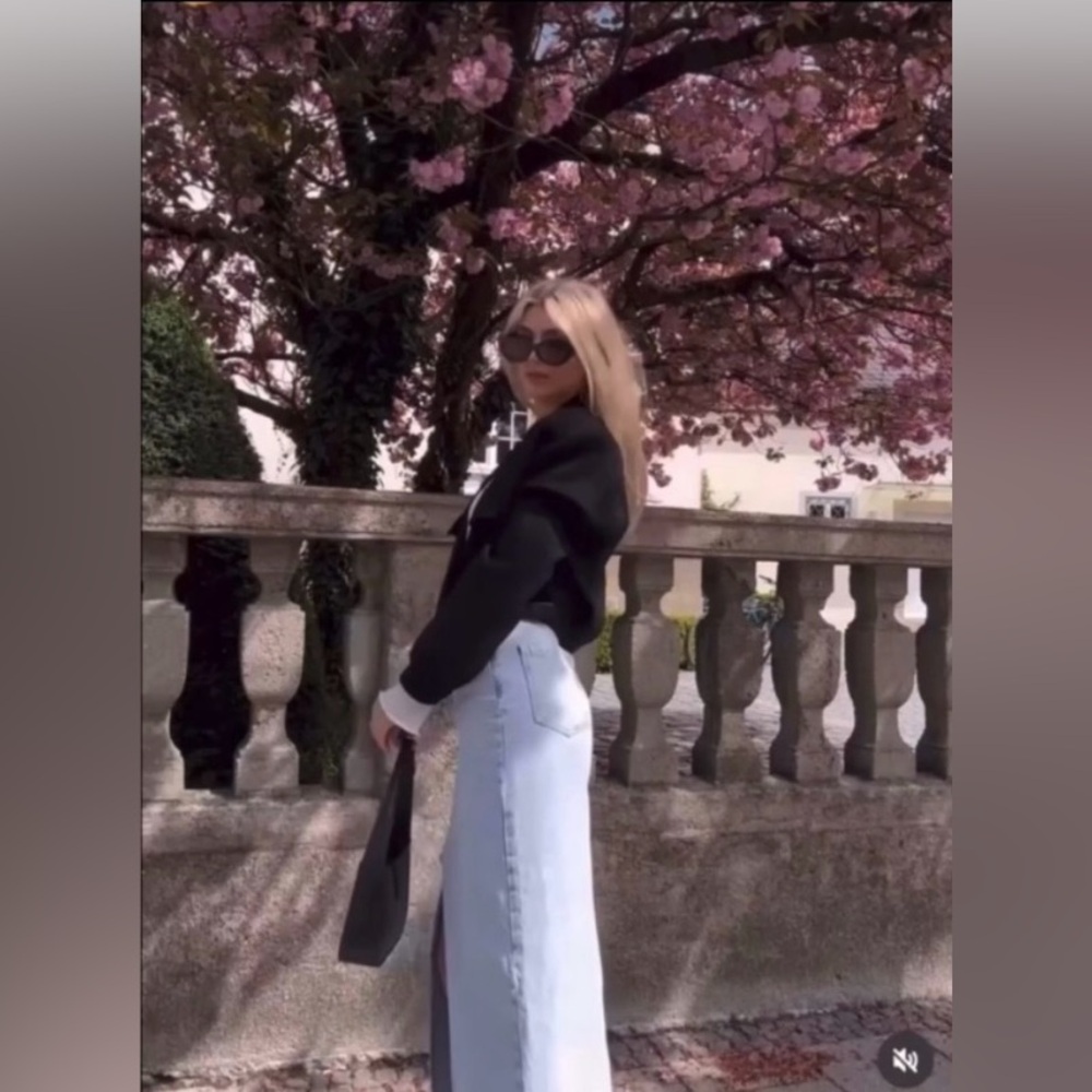 ZARA NEW WITH TAGS Z1975 DENIM MIDI SKIRT - Picture 5 of 12